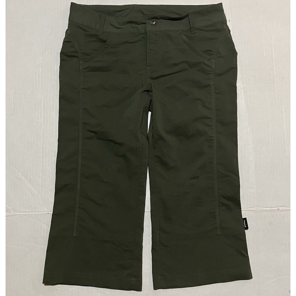 prana Womens Capri Pants 8 X 20 Crop Capri Army Green Hiking Organic Cotton